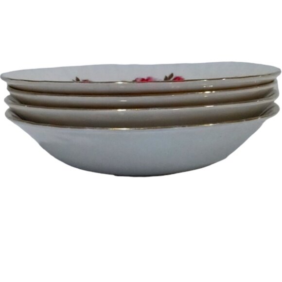 Vintage Ridgeway White Mist Romance Pattern Pink Roses 5¼" Nappy Bowls Set of 4‎ - Picture 2 of 7
